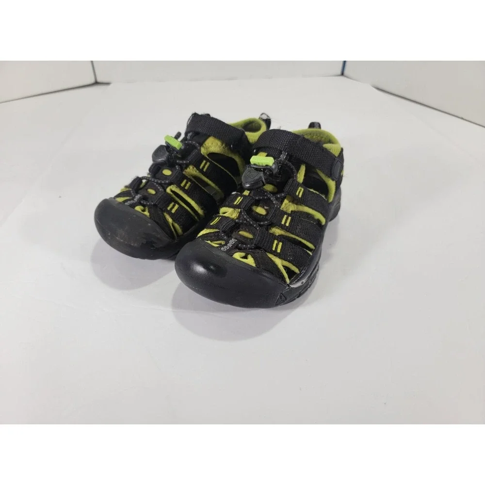 Keen Newport‎ H2 Sandals Toe Protection Black Green Size 11C Youth Kids Boys